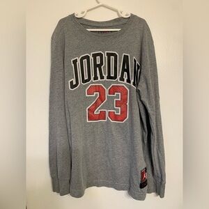 Jordan Grey Tee with Red Jumpman Logo